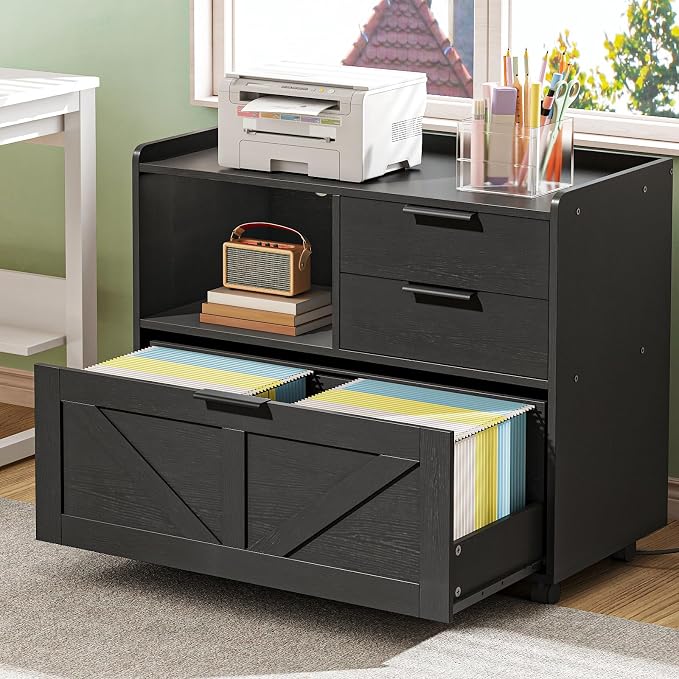 HOOBRO Lateral File Cabinet, Wooden Office Storage Drawers - Image 4