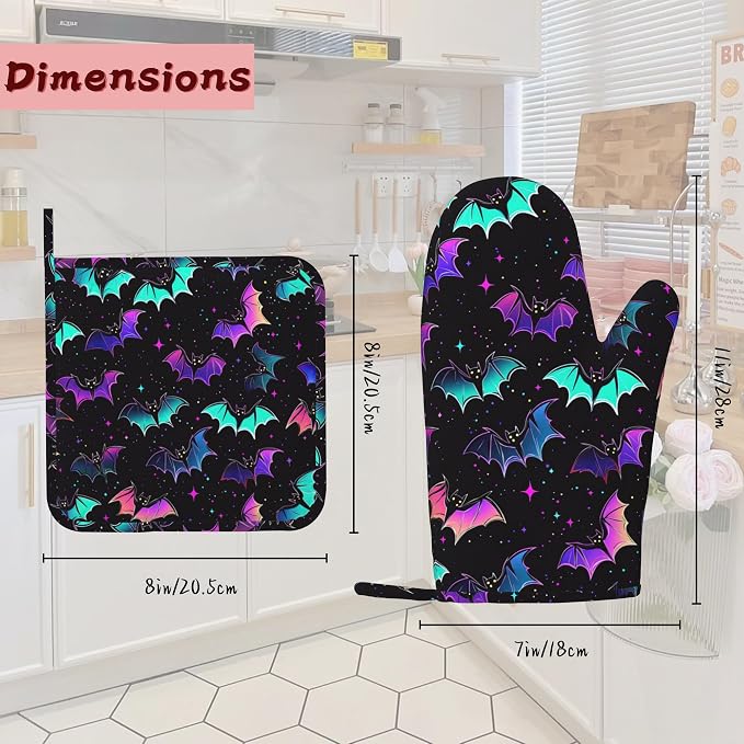 Magic Bat Heat-Resistant Silicone Oven Mitts and Pot Holders, Long Oven Gloves - Image 2