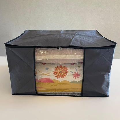 Clothes Storage Bags with Zipper, Foldable Clear with Lids and Handle, - Image 2