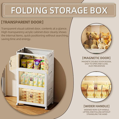 252 QT / 63 Gal Magnetic Door Storage Bins Collapsible Stackable w/1 Lid - Image 4
