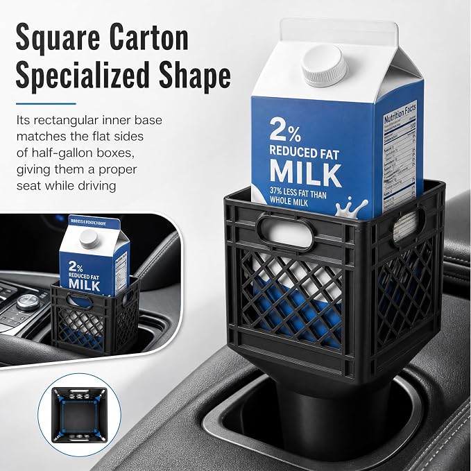 Car Cup Holder Expander for Half-Gallon Juice & Milk, Classic Milk Crate Cup - Image 6
