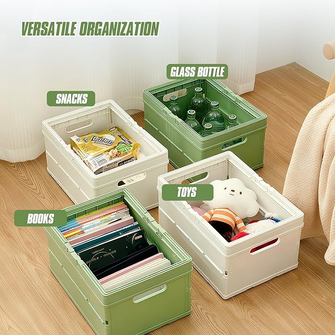Collapsible Storage Crate, Foldable Plastic Basket - Image 5