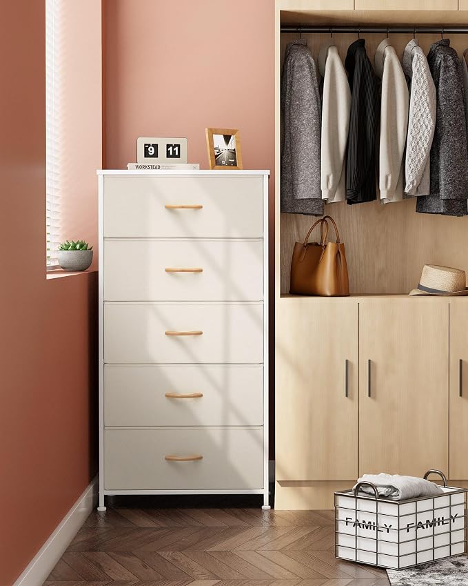 Tall Dresser, Wide Vertical Fabric Storage Organizer, 5 Drawers | Sturdy Steel - Image 5