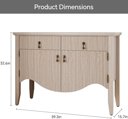 FUSUNBAO 40" Fluted Buffet Cabinet, Sideboard Credenza - Image 2