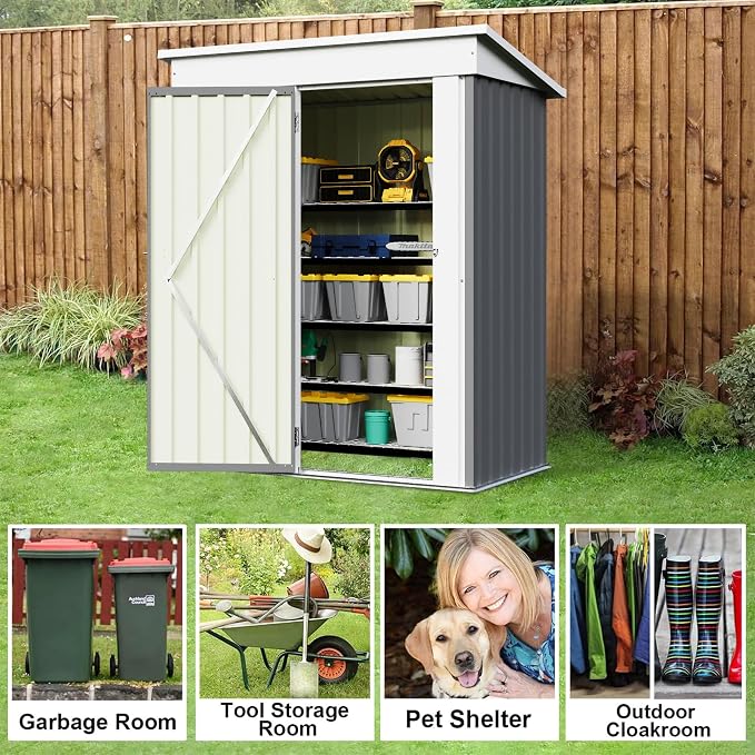 JUMMICO Metal Outdoor Storage Shed 5 x 3 FT Metal Shed - Image 7