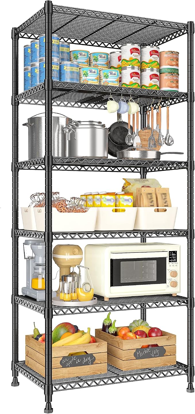 REIBII 72’’H Wire Shelving, 6 Tier Metal Shelving Units and Storage Shelves by REIBII