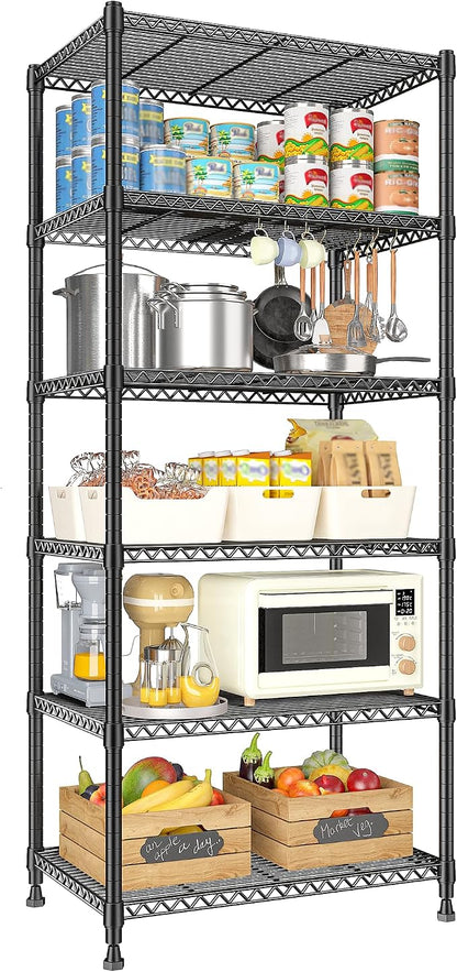 REIBII 72’’H Wire Shelving, 6 Tier Metal Shelving Units and Storage Shelves by REIBII