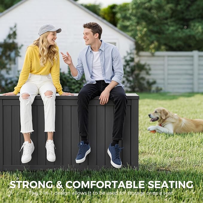 150 Gallon Resin Deck Box, Large Indoor and Outdoor Storage Box, Weatherproof - Image 8