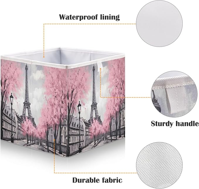 Paris Eiffel Tower Foldable Cube Storage Bin, Home Decor Organizer Storage - Image 4