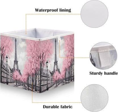 Paris Eiffel Tower Foldable Cube Storage Bin, Home Decor Organizer Storage - Image 4