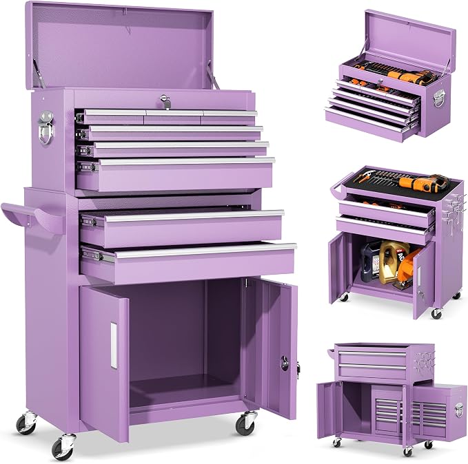 INTERGREAT 8 Drawers Tool Chest, Detachable Top Tool Box, Tool Cabinet by INTERGREAT
