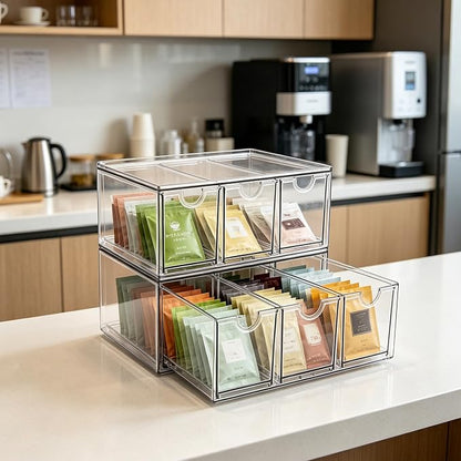 Prsildan Tea Bag Organizer K Cup Holder Drawer Coffee Pods Storage, 2 Pack | - Image 2