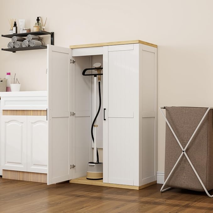 Wooden 55" Tall Broom Closet Storage Cabinet - Image 5