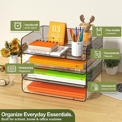 FANXIYQ 4-Tier Acrylic Paper Tray Organizer, Tool-Free Design - Image 2