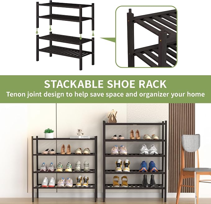 ROMGUAR CRAFT 4 Tier Bamboo Shoe Rack - Image 4