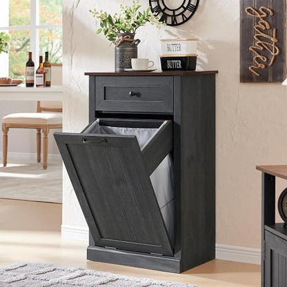 Tilt Out Trash Can Cabinet, 10 Gallon Farmhouse Laundry Hamper Cabinet by IFGETEnrichYourLivingSpace