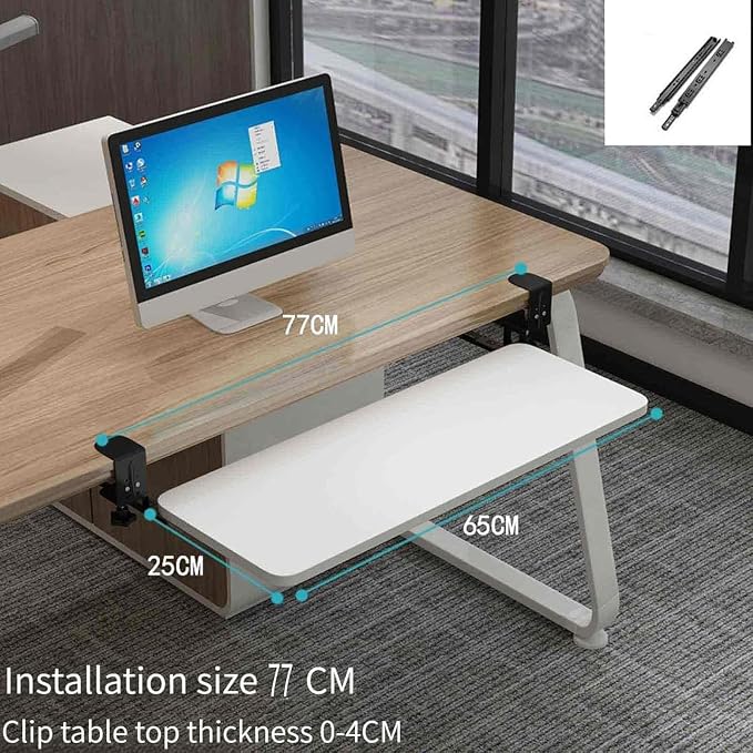 Under Desk Tray No Drill, Slide Out Keyboard Tray Under Desk, Keyboard Slide ut - Image 7