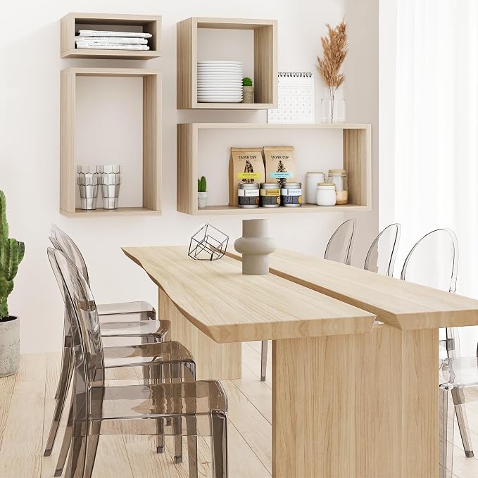 Wall Mount Shelf Set of 4, Floating Cube Shelves - Image 2