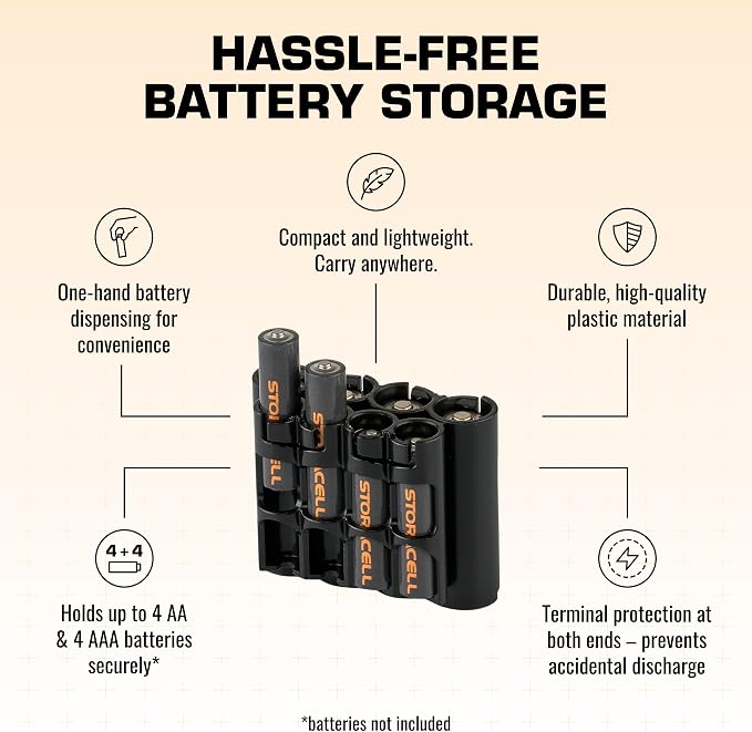 Storacell AA + AAA Combo Battery Storage Caddy and Dispenser, Holds 4 AA + 4 - Image 4