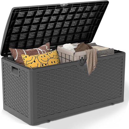 90 Gallon Plus Outdoor Storage Box Waterproof Lockable Resin Deck Box Large by Decksplore%E2%80%94BuiltforOutdoor