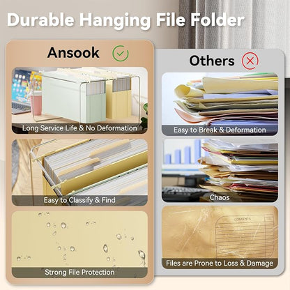 Ansook Legal Size Hanging File Folders, 6 Pack Extra Capacity Expanding File - Image 5