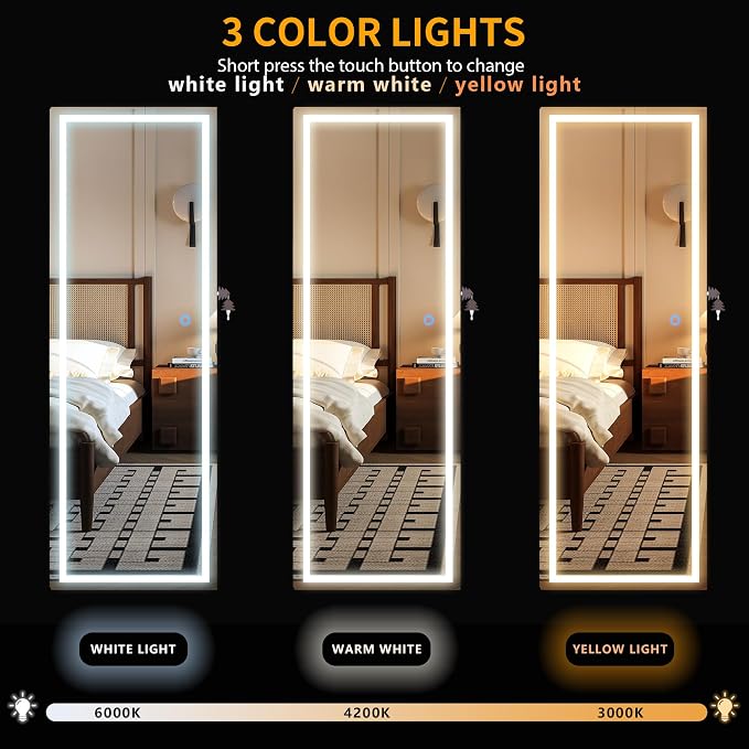 LVSOMT LED Mirror Jewelry Cabinet, Wall/Door Mount Jewelry Armoire Organizer - Image 4