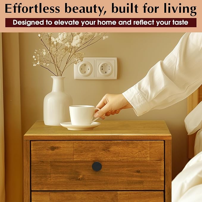 Acacia Silvia Nightstand with 2 Drawers, Solid Wood Bedside Table, Table with - Image 5
