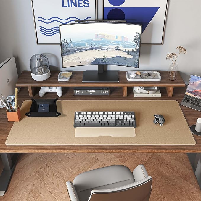 DAWNTREES Dual Sided Desk Mat, Leather Desk Pad, Cork Desk Mat Protector - Image 7