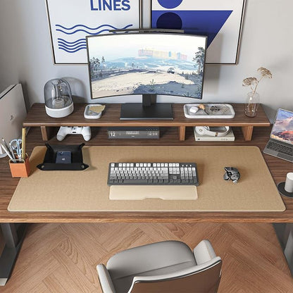 DAWNTREES Dual Sided Desk Mat, Leather Desk Pad, 47.2''x15.8'', Cork Desk Mat - Image 7