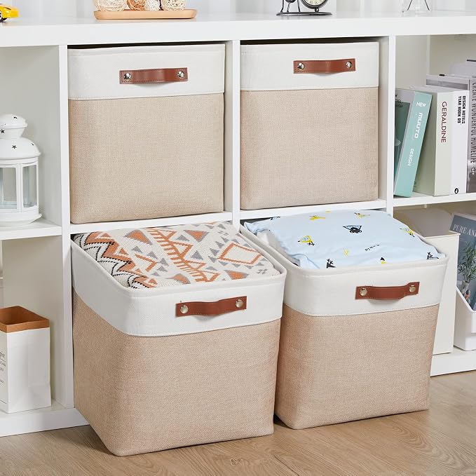 HNZIGE Set of 4 Fabric Storage Baskets, Large Baskets - Image 3
