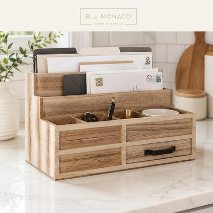 BLU MONACO | Natural Wood Mail Organizer - Image 4