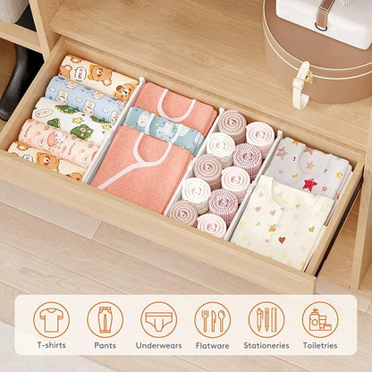 Lifewit 5 Pack Drawer Dividers for Clothes, Adjustable White Plastic Separators - Image 9