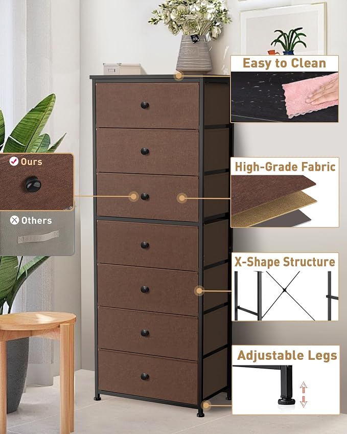 Mifuro Tall Fabric Dresser for Bedroom, Vertical Storage Organizer Tower - Image 8