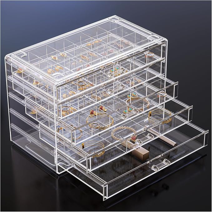 ProCase Acrylic Earrings Holder Organizer Box -Clear, 5 Layers | 79 Jewelry by ProCase