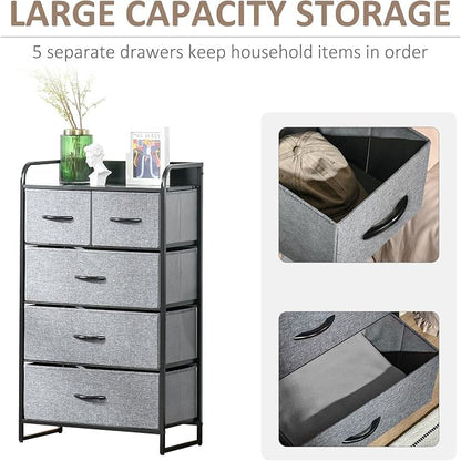 HOMCOM 5-Drawer Fabric Dresser Tower, 4-Tier Storage Organizer - Image 5