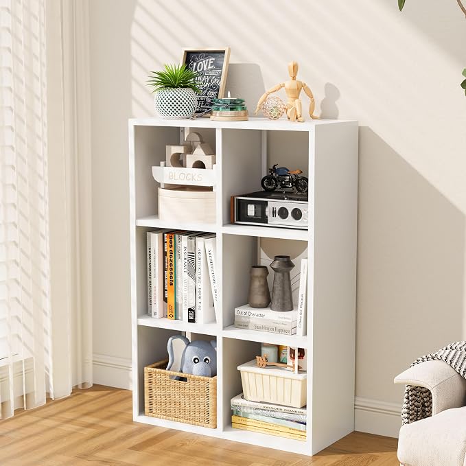 6 Cube Storage Organizer, Metal Cubby Storage Shelf, Small Box Bookshelf by CBNTKI