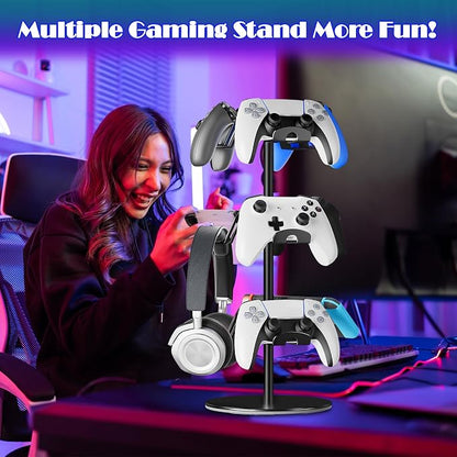 Controller Holder Stand 3 Tiers, Rotatable Gaming Headset Stand Compatible - Image 5