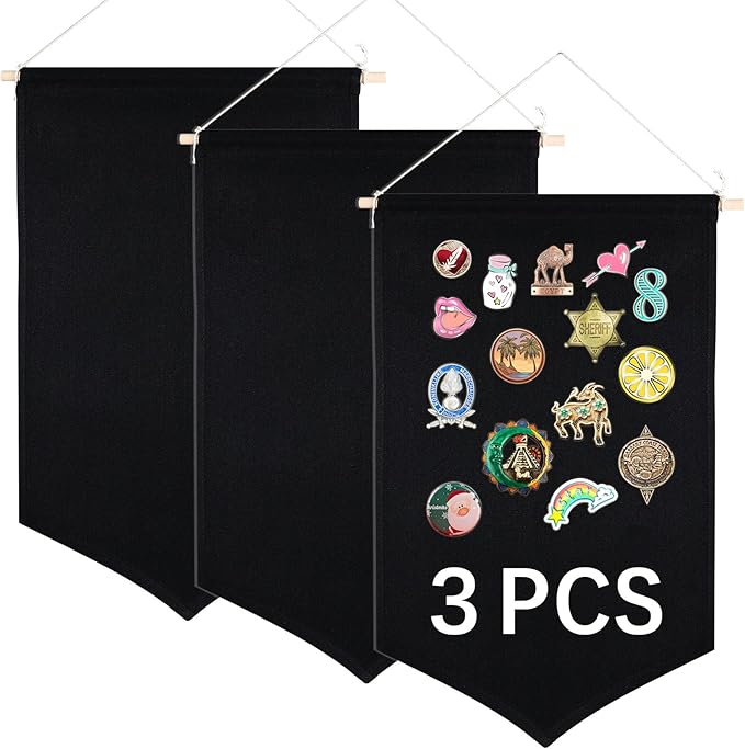3 PCS Canvas Banners Wall Hanging Brooch Jewelry Storage Case Stand Enamel Pin - Image 7