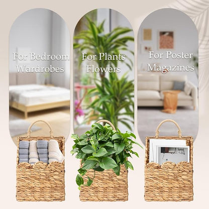 Wicker Hanging Baskets Scalloped Wall Baskets Decor Handmade Woven Hanging - Image 7