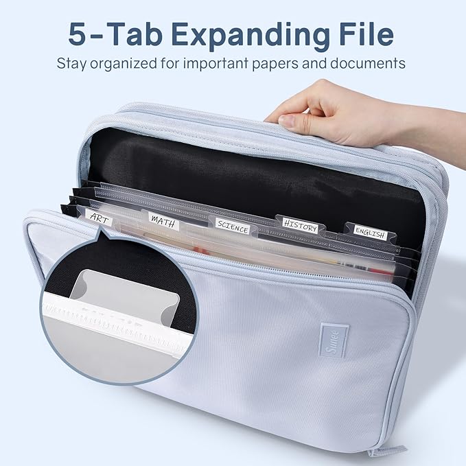 SUNEE Zippered Binder Bag with Handle, 2-Inch 3-Ring O-Ring, 500-Sheet Capacity - Image 2