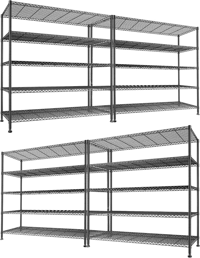 REIBII 45.8''W Storage Shelves 5 Tier Wire Shelving Metal Shelves by REIBII