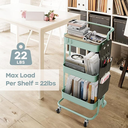 DTK 3 Tier Metal Utility Rolling Cart - Image 3