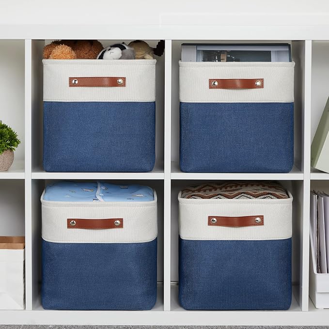 HNZIGE Fabric Cube Storage Bins Basket Set of 4, Closet Storage Cubes - Image 5