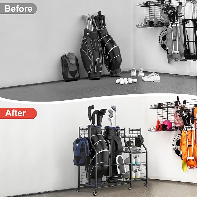 WALMANN Garage Golf Bag Storage Organizer Stand, Extra Large Golf Bag Stand - Image 7