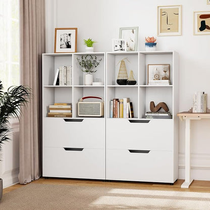 GOFLAME 4-Tier Bookcase with 2 Drawers, 51” Tall Bookshelf with 4-Cube Open - Image 9