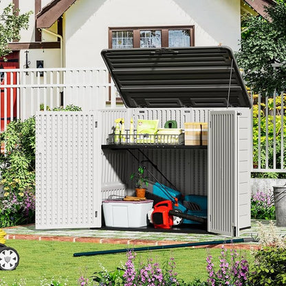 ZZM Large Outdoor Storage Shed, 48 Cu Ft Resin Versatile Storage Cabinet - Image 2