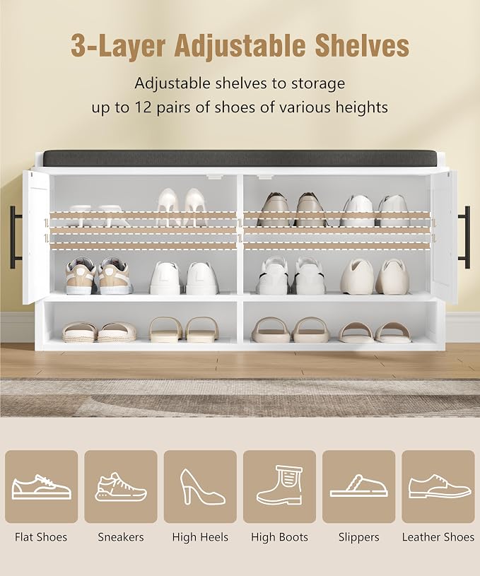 Farmhouse Shoe Storage Bench - Image 6