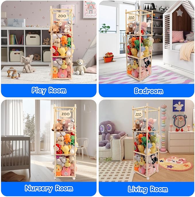 Stuffed Animal Storage, Wood Stuffed Animal Zoo Storage, Space Save Stuffed - Image 8