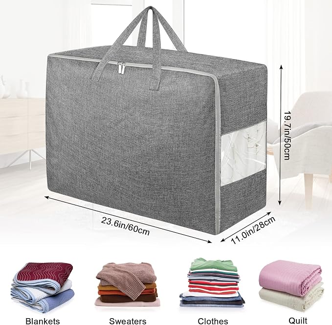 2Pack 84L Large Storage Bags, Folding Moving Comforter Blanket Storage Bags - Image 2