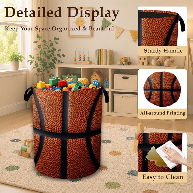 Basketball Texture Laundry Basket - Image 5